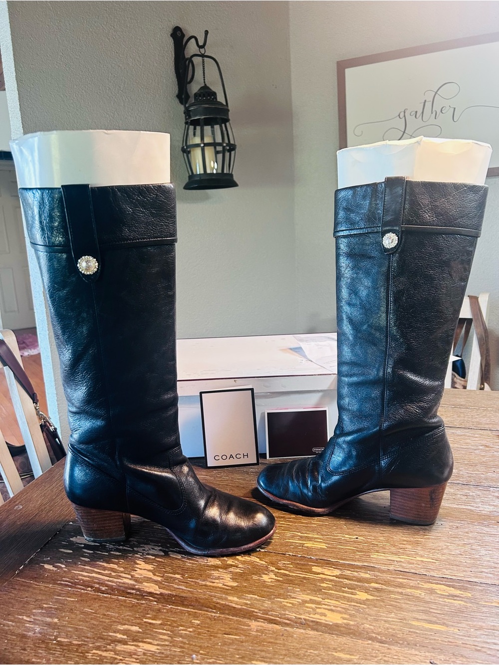 Coach Fayrh black leather knee hi boots size 9.5